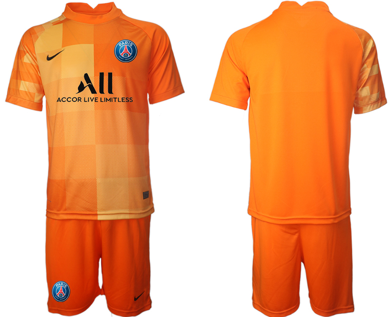 Men 2021-2022 Club Paris St German orange red goalkeeper blank Soccer Jersey->paris st german jersey->Soccer Club Jersey